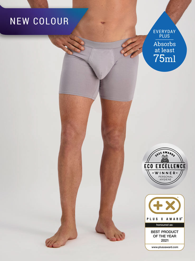Confitex for Men leakproof long trunks for moderate bladder leakage in light grey